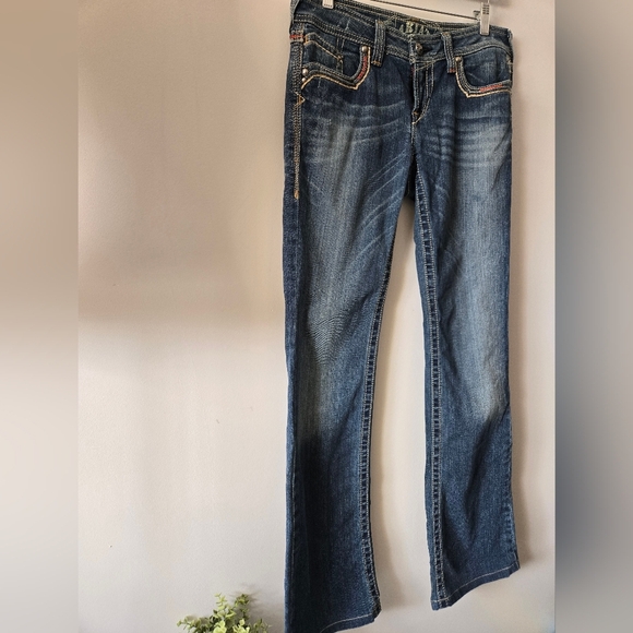 ARIAT "RUBY" Bootcut Flare Dark Wash Mid Rise Blue Jeans . 27L - Picture 2 of 16